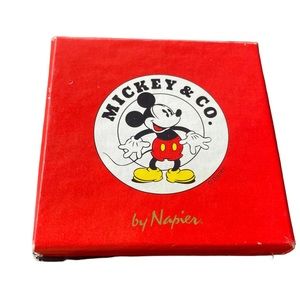 Disney Mickey Mouse Napier Round Gold Tone Earrings Vintage